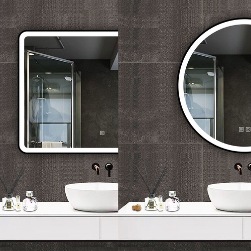 Black framed bathroom mirror - black,