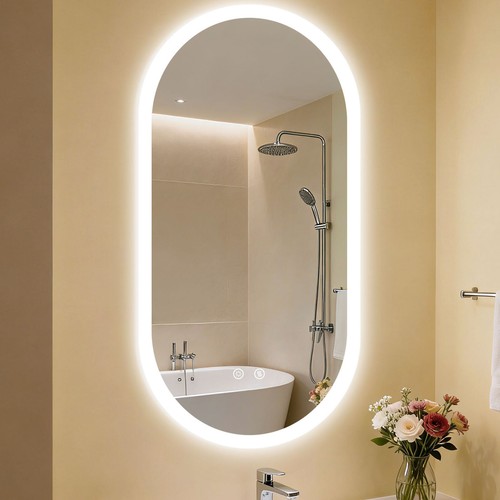 Oval illuminated bathroom - illuminated,