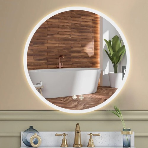 Round led bathroom wall mirror - led,