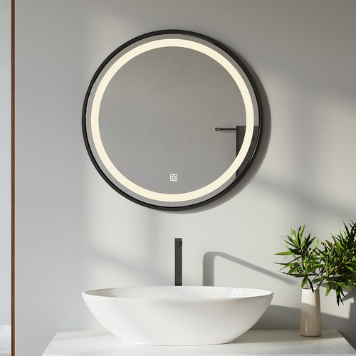 Black round bathroom - black,