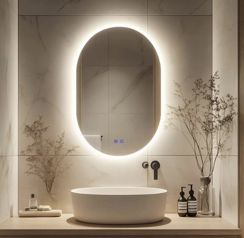 Oval led bathroom mirror 600 - bathroom,