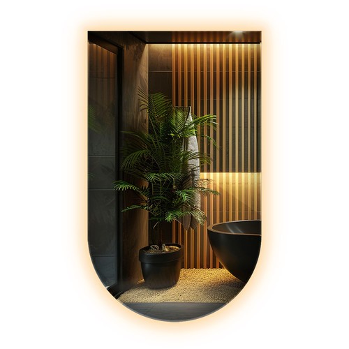 Oval circular led mirror with - led,