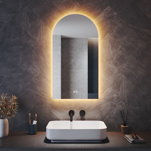 Arched led bathroom mirror - bathroom,