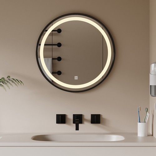 Round 500mm bathroom mirror - bathroom,