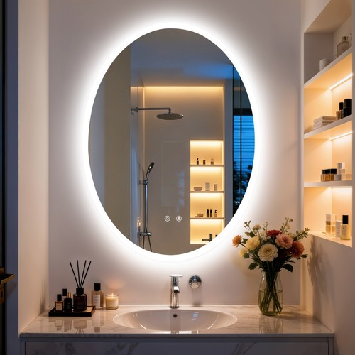 Large oval led bathroom mirror - oval,