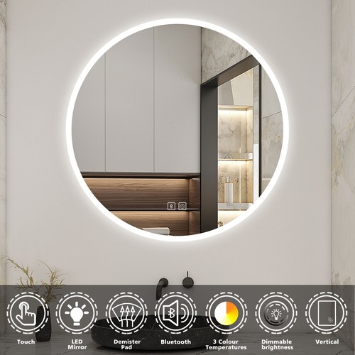 Round bathroom led - mirror, with