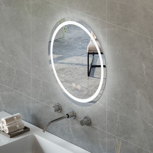 Round led mirror frameless - led,