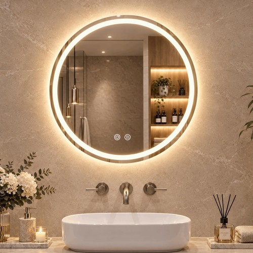 Round bathroom mirror with - mirror,