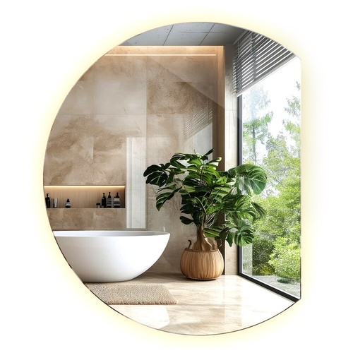 Round led wall mirror - wall, with