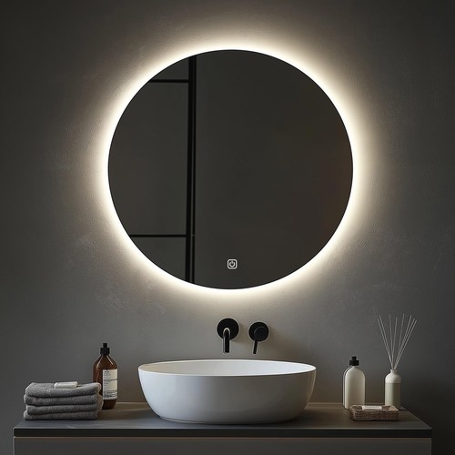 Round bathroom wall mirror - wall,