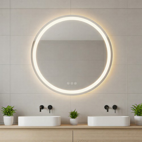 Round bathroom mirror with - mirror, led