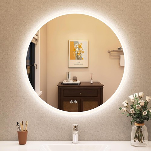 Round led bathroom wall mirror - wall,